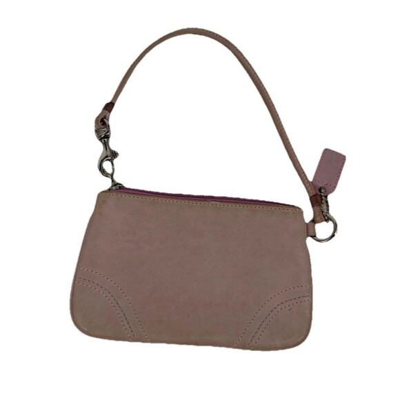 Coach Handbags - COACH Blush Light Pink Leather Skinny Zipper Wristlet Wallet Logo Tag